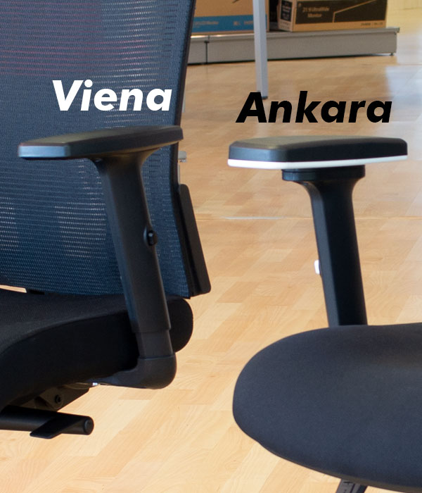 Comparaci&oacute;n de las bases de las sillas Ankara y Viena de Euromof.